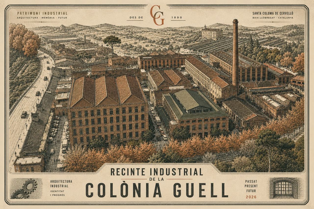 Recinte Industrial de la Colònia Güell — vista general des del 1890